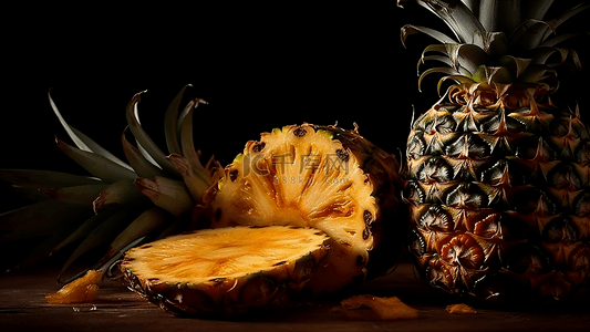 实物图背景图片_水果新鲜菠萝背景