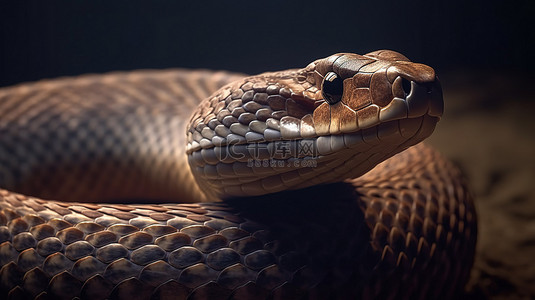 3D 插图中最长的毒蛇遇见眼镜王蛇