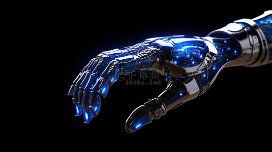 3D 渲染中女性机器人或机器人手的张开手掌