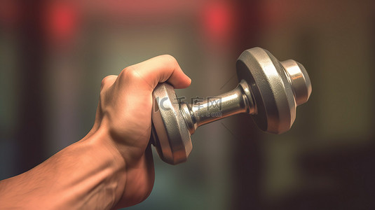力量训练手握哑铃进行下班后健身的 3D 插图