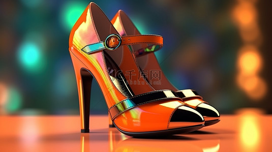 黑背景图片_优雅高跟鞋的 3D 详细视图