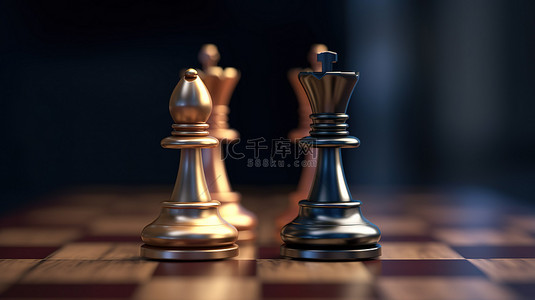 教育培训背景背景图片_统治游戏 3d 国际象棋国王和典当领导