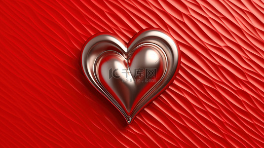 红色背景上强化心脏的 3D 插图