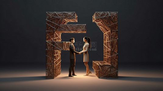 中心银行背景图片_描绘人际关系和交易的亚洲人物的 3D 插图