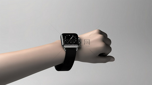 电话手表卡通背景图片_时尚的黑色智能手表设计，表带特写，具有 3D 渲染功能