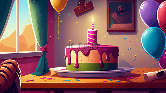 卡通蛋糕背景图片_生日蛋糕蜡烛背景