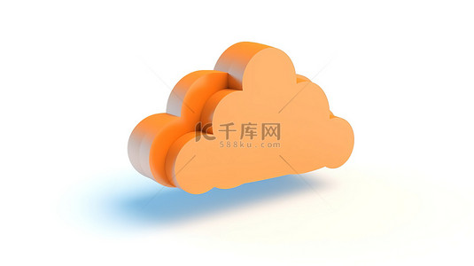 简单的云符号，带有在白色背景 3D 渲染和网页或移动设计插图上隔离的上传图标