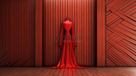 现代红背景图片_红窗和折叠木裙屏的特写 3D 渲染