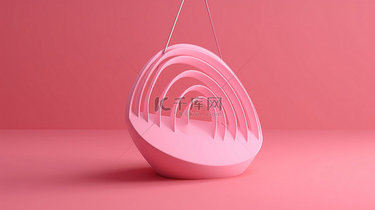 最小概念粉红色背景 3d 渲染 wifi 无线互联网网络图标