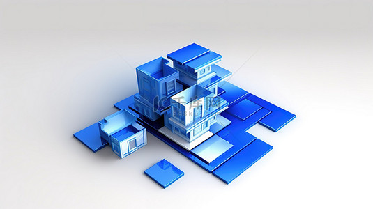 蓝色和白色网站建设的 3D 插图