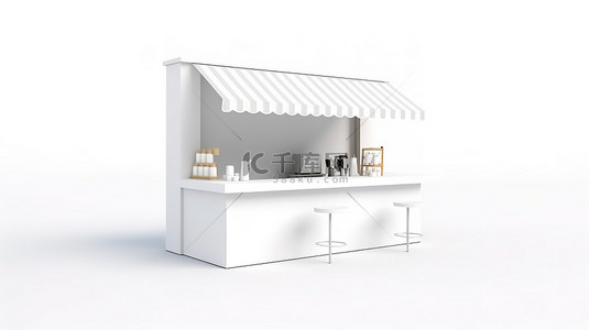 用于模型目的的白色背景上空小吃店的 3D 插图