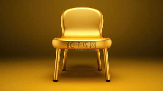 牌匾背景图片_为社交媒体渲染的哑光金色牌匾上的标志性椅子金色座椅符号 3D