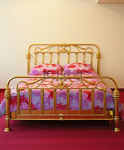 金色的床背景图片_金色金属床架