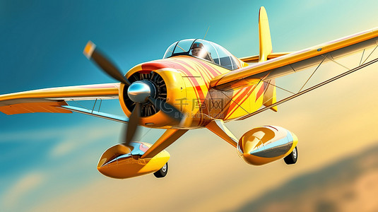 赛车地背景图片_飞行中的赛车飞机的 3d 插图