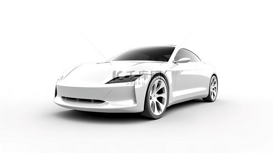 纯背景背景图片_时尚闪电般快速的白色跑车与纯背景轿车 3D 渲染