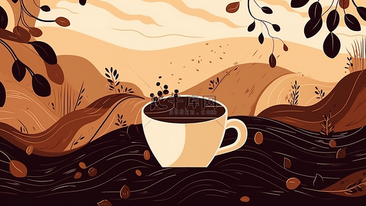 咖啡插画背景海报
