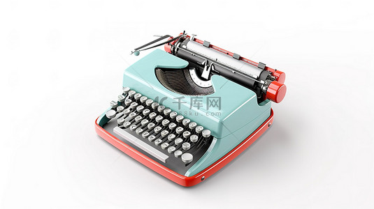 公文背景图片_3D 老式打字机是白色背景上的复古经典