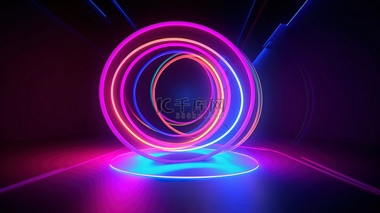 未来派紫外线圆设计抽象最小背景与霓虹灯彩虹灯非常适合横幅海报和传单
