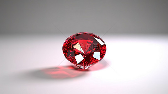 菱形蓝色背景背景图片_纯白色表面迷人的红宝石宝石令人着迷的 3D 渲染