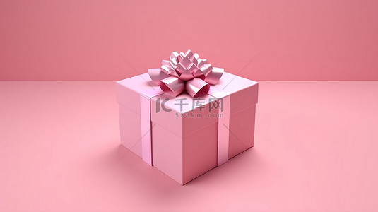 孤立的粉红色背景与 3d 渲染礼品盒
