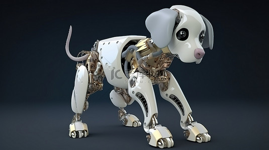 互联网科技创新背景图片_狗机器人与 3D 渲染的人工智能机器人一起亮相