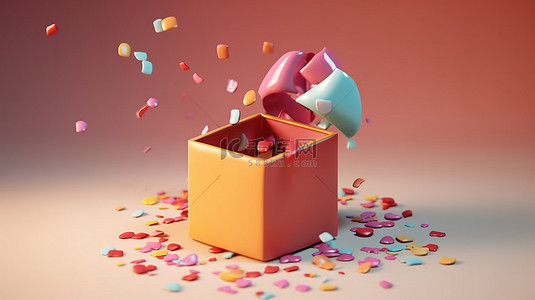 生日背景图片_3D 渲染礼品盒，设计可爱，非常适合庆祝活动