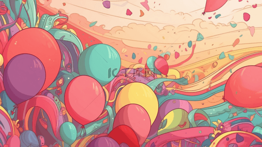 派对气球粉色卡通背景