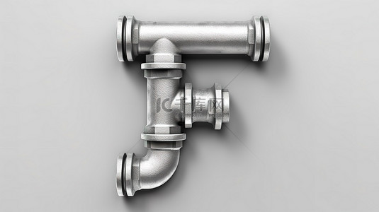 金属管字母表 3d 渲染的字母 f