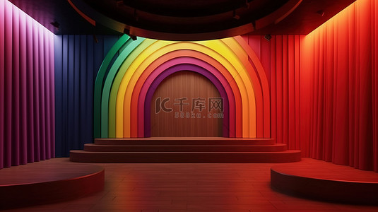 党的权利和义务背景图片_彩虹房间 3D 渲染 LGBTQ+ 舞台