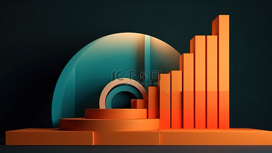 具有复杂几何管结构的当代讲台的 3D 插图