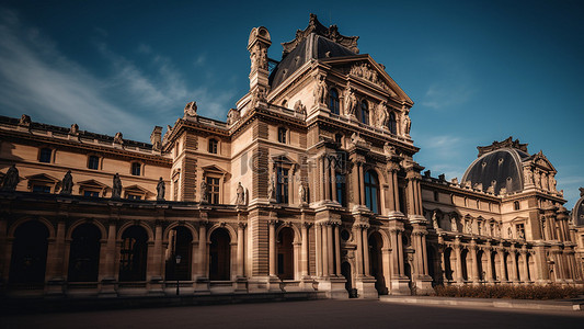 卢浮宫建筑景点旅游背景