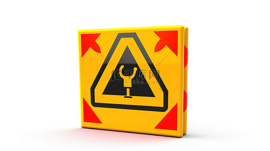 易燃易爆标志背景图片_黄色钻石火灾警告标志，白色背景 3D 易燃和易燃物质的隔离插图