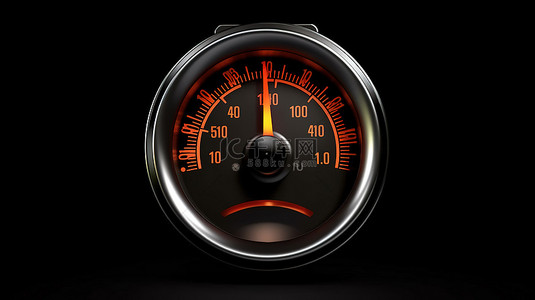 空燃油表仪表板显示在光滑的黑色背景 3d 渲染上