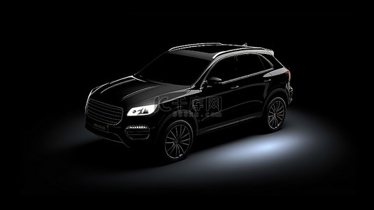 大冒险背景图片_家庭友好型黑色 SUV，适合在时尚背景 3D 插图上进行城市冒险