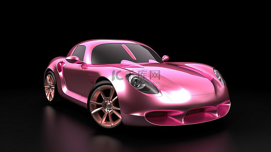 小型汽车背景图片_3d 渲染中的小型粉色轿跑车