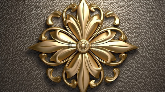 金色华丽鸢尾花设计的 3D 渲染插图