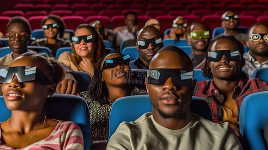 3d看电影背景图片_标题 1 不同的观众在现代电影院欣赏 3D 电影
