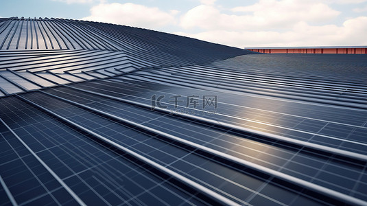 太阳能屋顶背景图片_现代单晶黑色太阳能屋顶瓦在太阳能屋顶概念3D渲染中建筑集成光伏系统