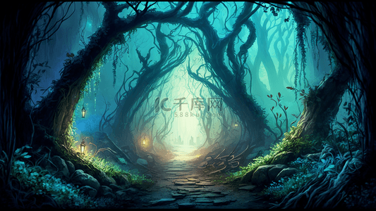 童话森林背景图片_森林梦幻绚丽童话背景
