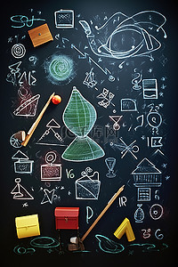 二年级数学背景图片_黑板科学和数学绘图