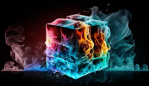 冰块透明体彩色光效背景