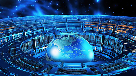 网站服务器背景图片_革命性技术和通信 3D 星球出现在网站标题服务器横幅上