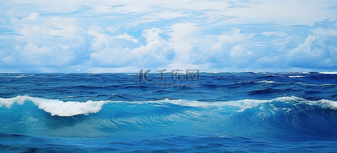 蓝色的海洋背景图片_蓝色的海洋和白云