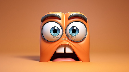 3D 渲染的卡通人物滑稽的情感面部图标的特写