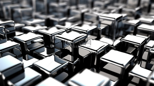 深色铬立方体令人惊叹的 3D 渲染插图