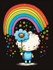 彩虹小羊可爱卡通背景