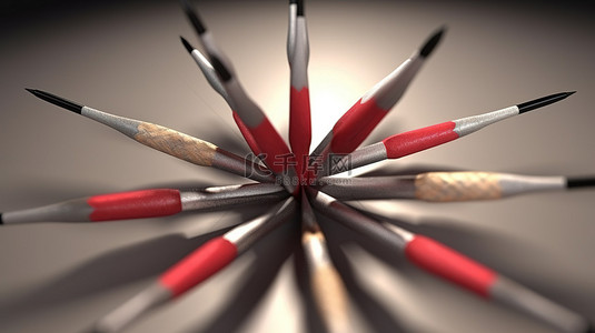 思想落后背景图片_鼓舞人心的 3D 铅笔飞镖象征着思想和概念的力量