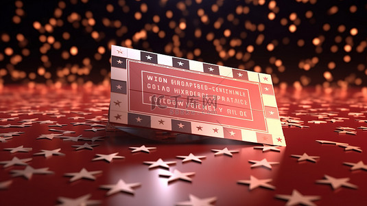 电影背景图片_在线电影评级 3D 渲染的场记板，带有正面评论和明星