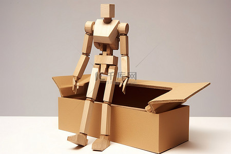信件ui背景图片_木人站在一个装满信件的盒子里
