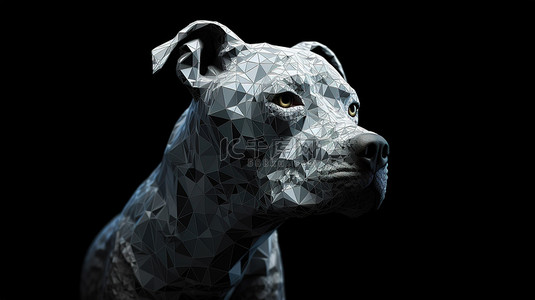 动物爪子卡通背景图片_黑色背景上动物主题设计元素的抽象斗牛犬的优雅 3D 渲染